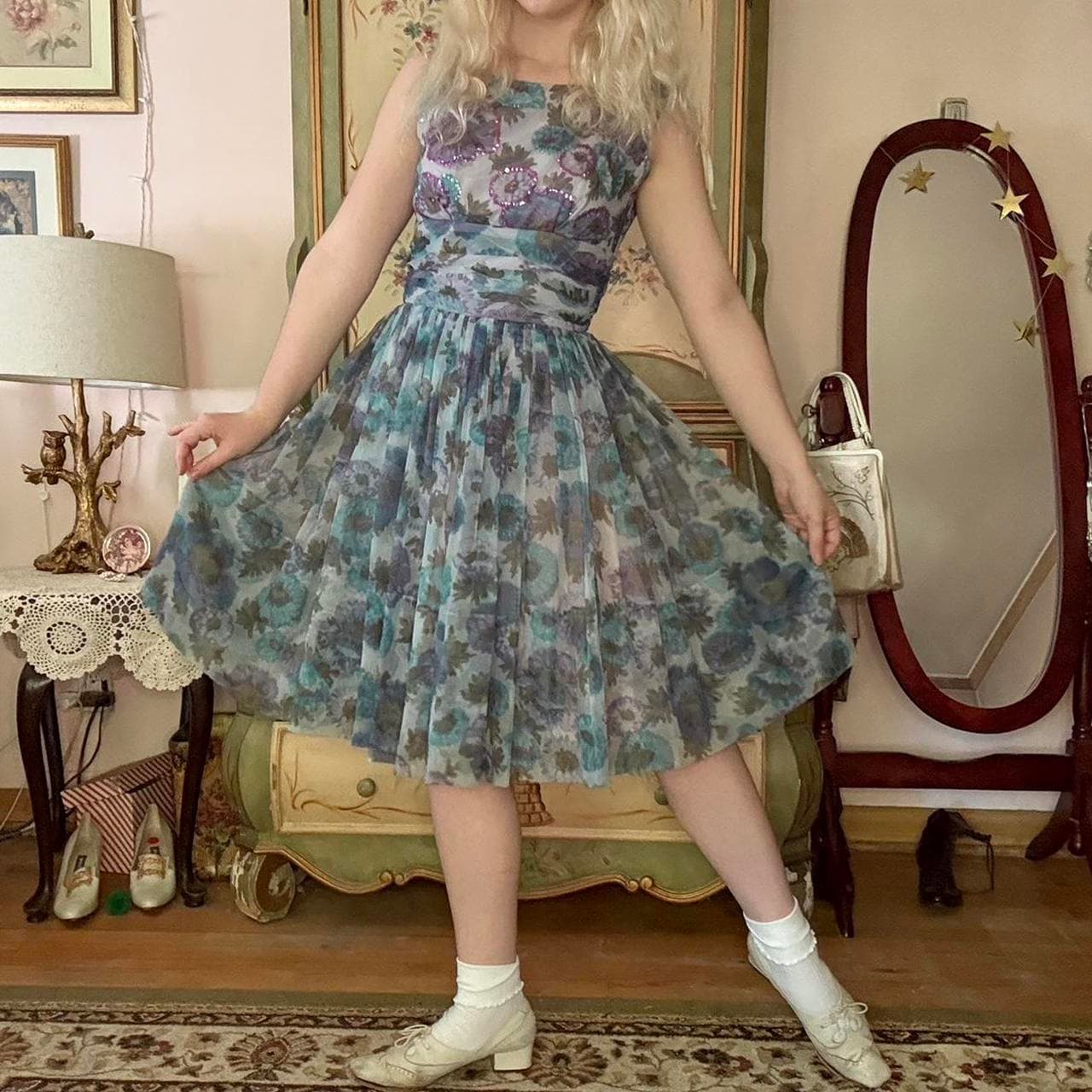 1950s sequin water color dress