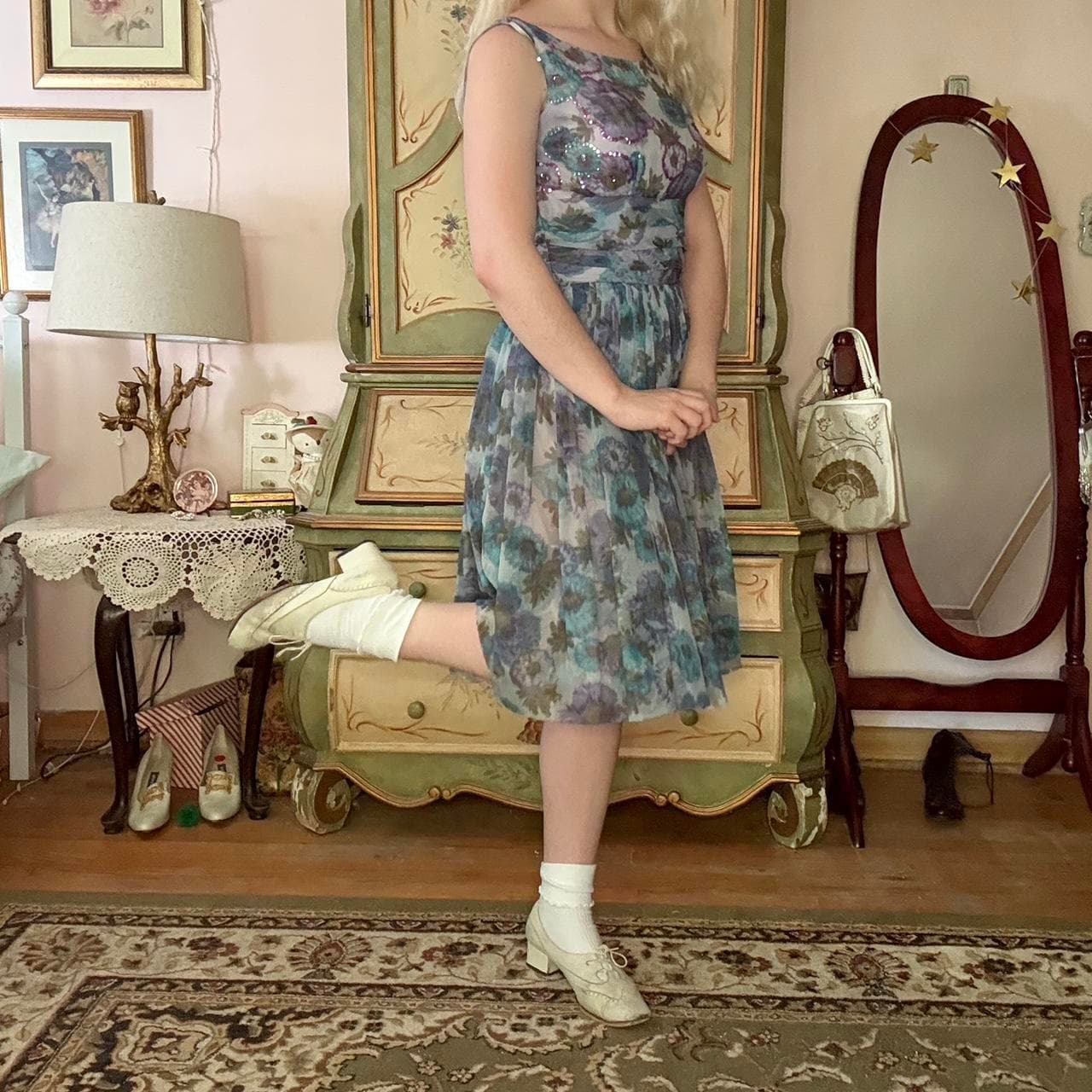 1950s sequin water color dress, view 3
