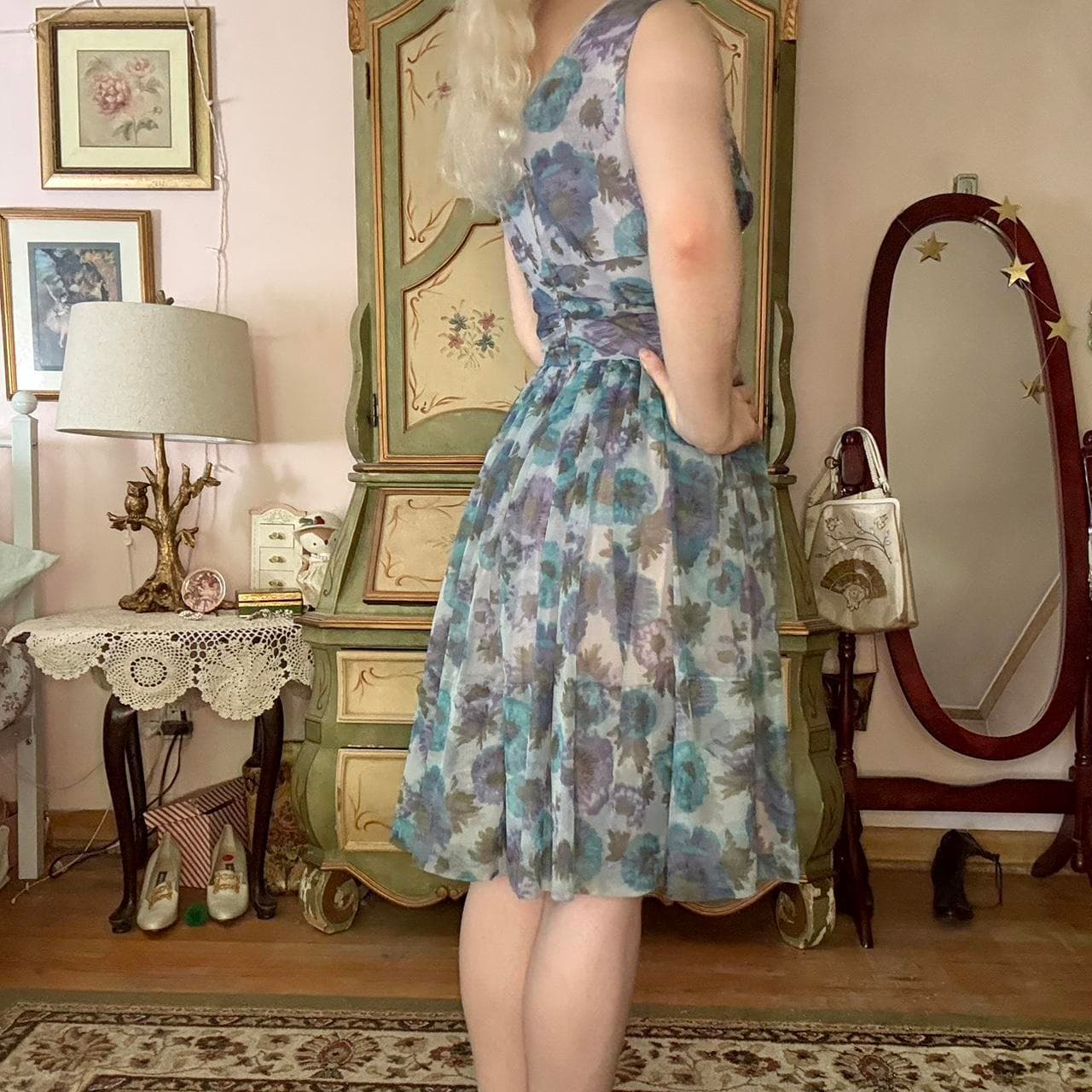 1950s sequin water color dress, view 4