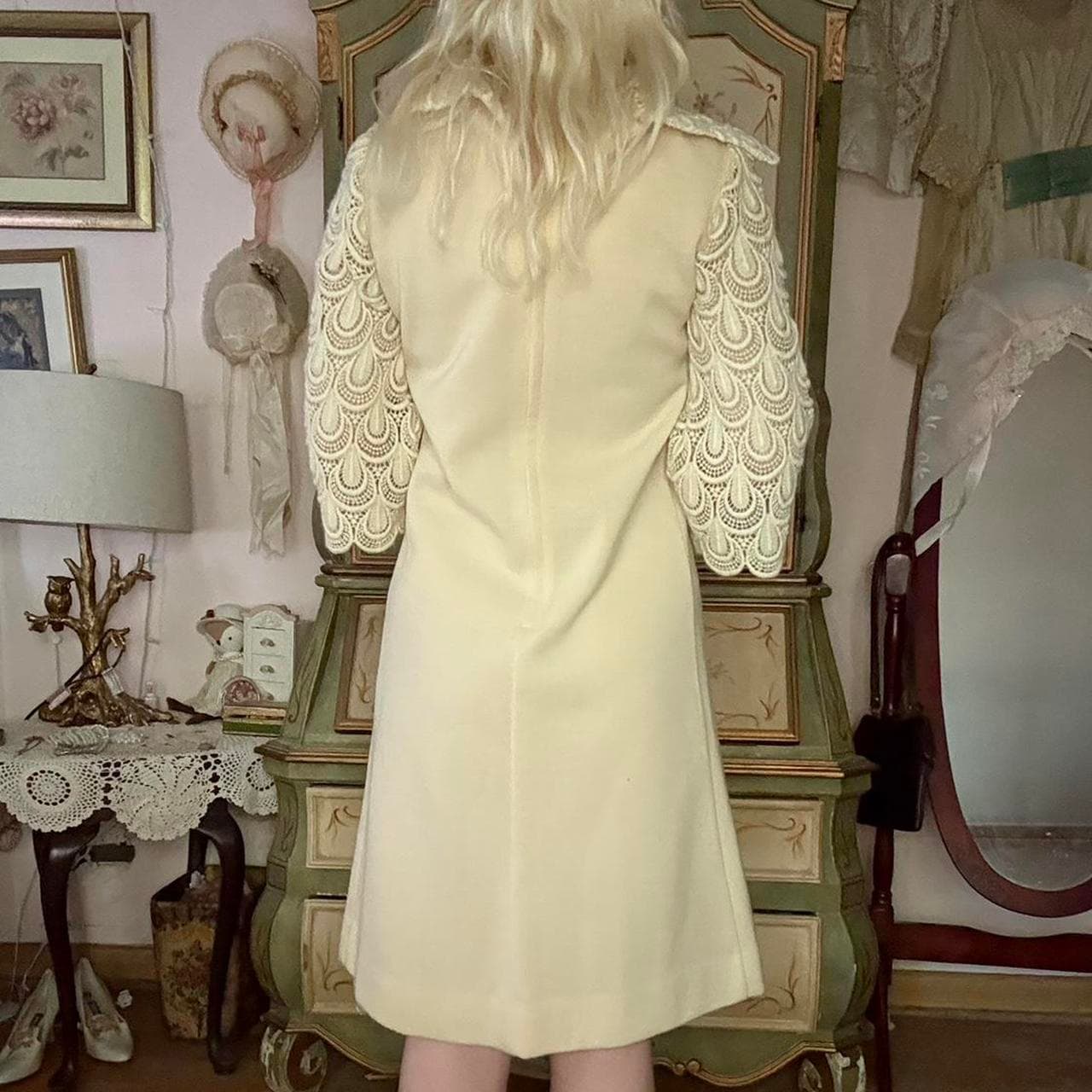1960s cream knit dress, view 6