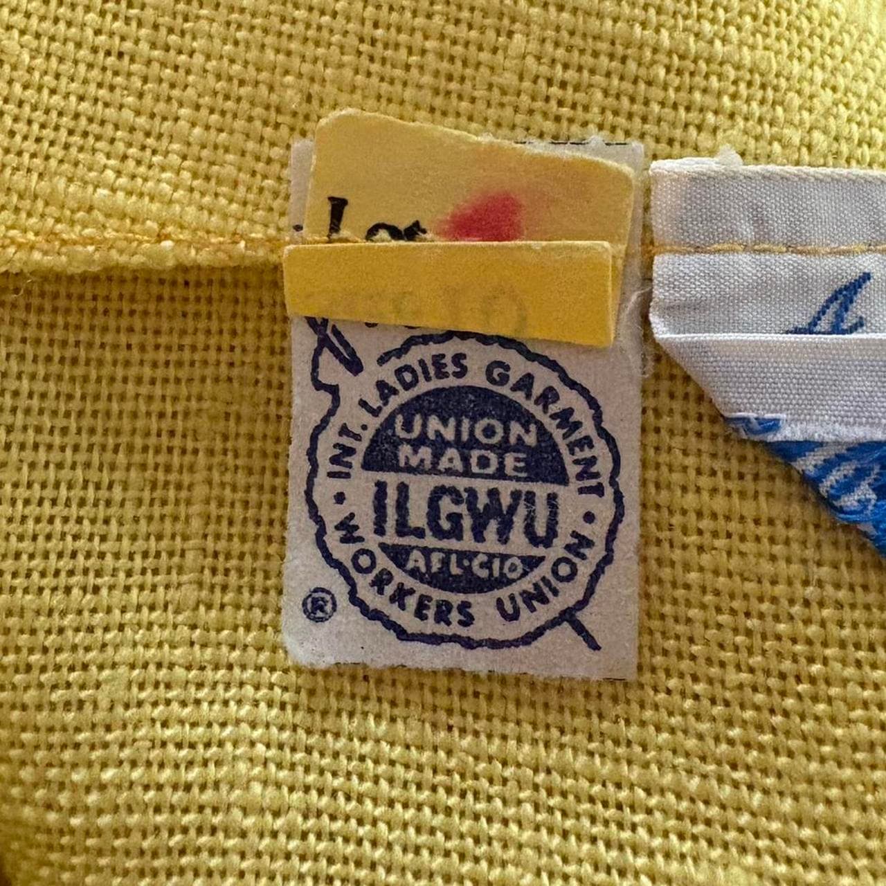 1960s yellow shift dress with floral appliqué at neckline and hemline, view 8